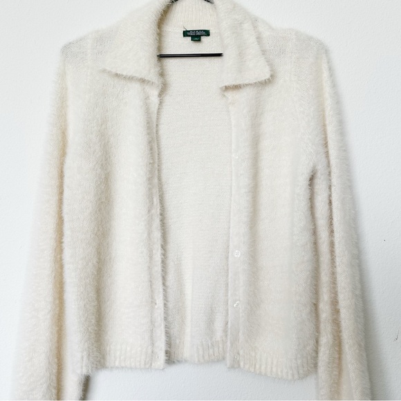 Ivory Eyelash Knit Button Up Cardigan - Picture 2 of 4